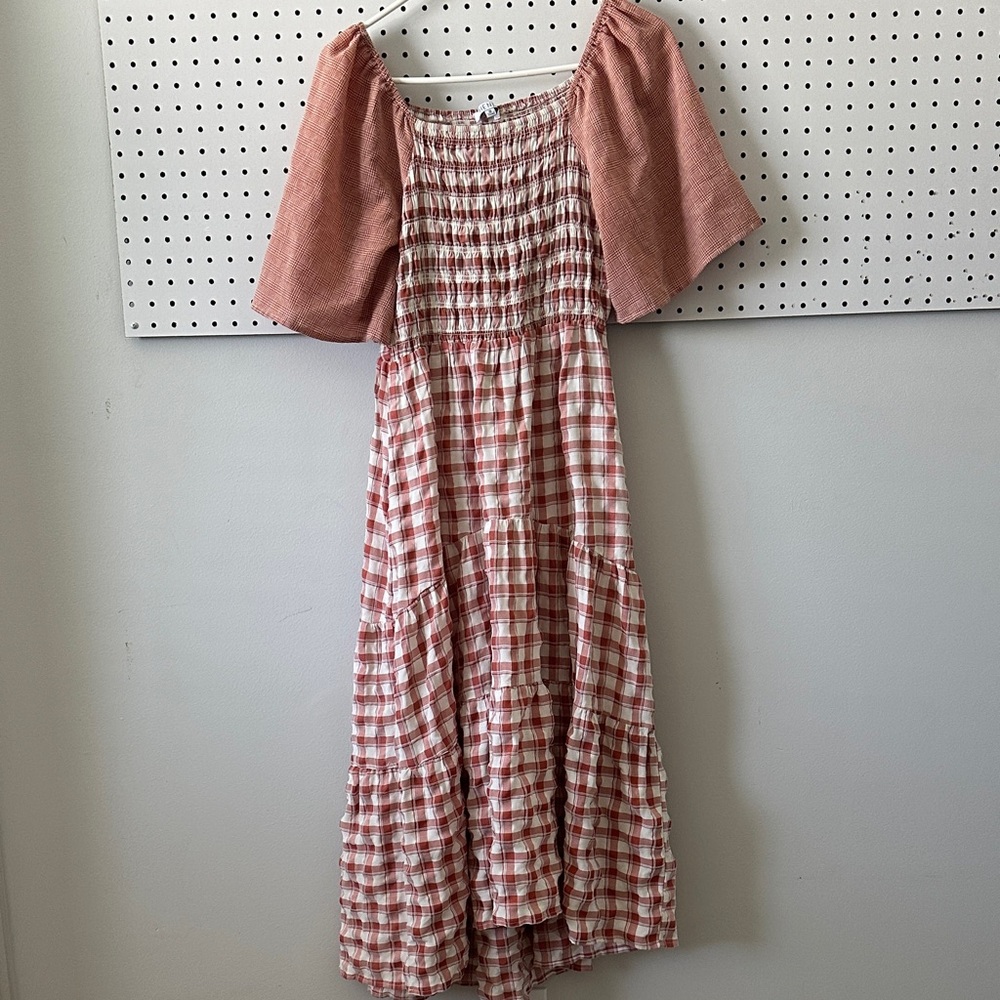 Red and White Gingham Henly Dress